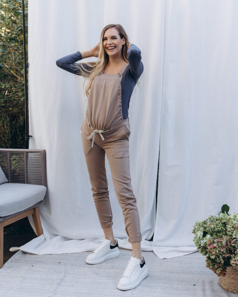 MOTHER NATURE coffee maternity dungarees