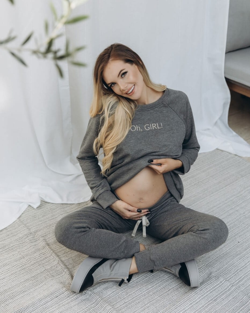 OH, GIRL! pregnancy sweatshirt dark grey