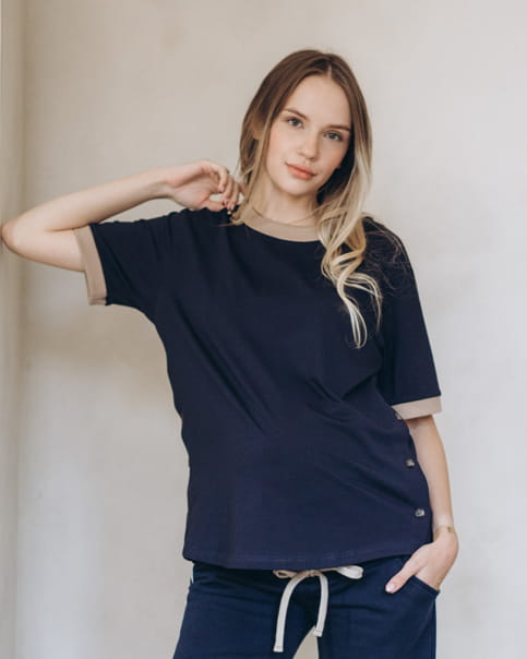 T-Shirt ciążowy granat z kawą