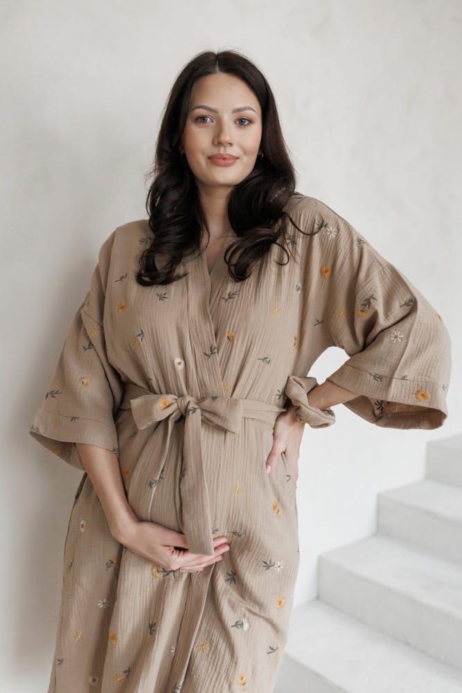 Mušelínový těhotenský kimono župan (1)