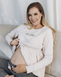 OH, GIRL! pregnancy and nursing blouse beige