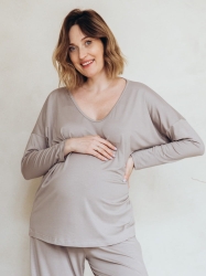 Longsleeve ciążowy i do karmienia MOCHA beżowy