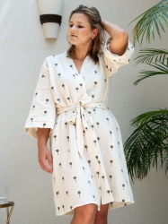 Szlafrok kimono ciążowe z muślinu PALMERA LATTE