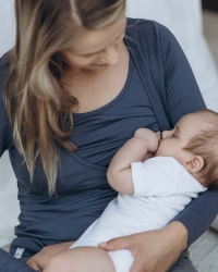 NOW AND THEN nursing blouse graphite blue