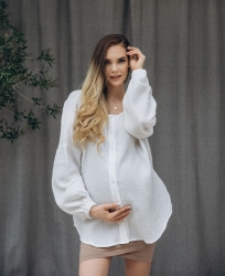 Těhotenská a kojící boho košile z mušelínu