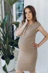 Sukienka ciążowa i do karmienia Perfect Match - beż 