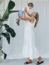 HOT SUMMER mušelínové šaty dlouhé bílé