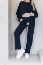 Spodnie ciążowe szerokie LATTE NA WYNOS granatowe