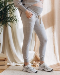 spodnie ciążowe  NEVER WALK ALONE  jasny szary