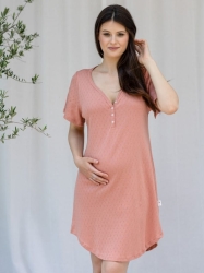 Porodní noční košile GOODNIGHT KISS růžová (1)