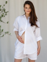 Těhotenská a kojící košile OXFORD bílá