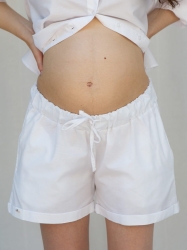 Těhotenské šortky OXFORD bílé 
