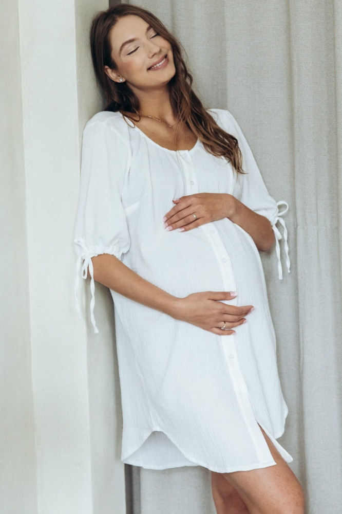 Koszula nocna i do porodu OAT LATTE biała