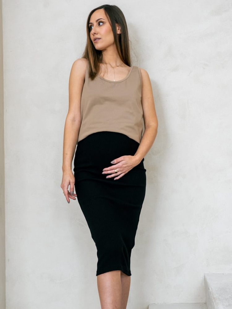 Spódnica czarna MIDI prążek