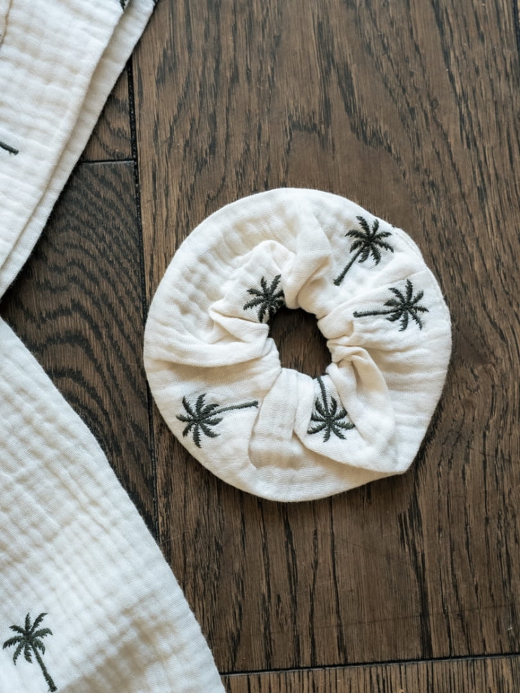 Muślinowa gumka do włosów  PALMERA LATTE