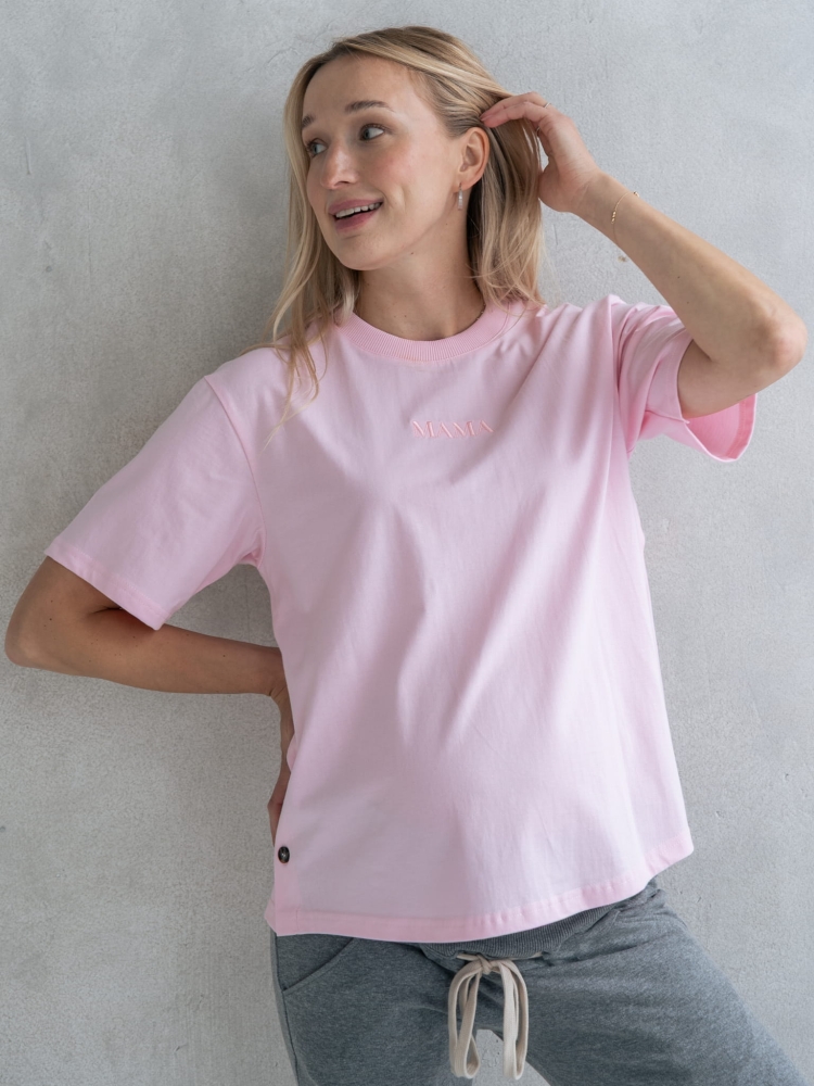 T-Shirt ciążowy i do karmienia CANDY LATTE różowy