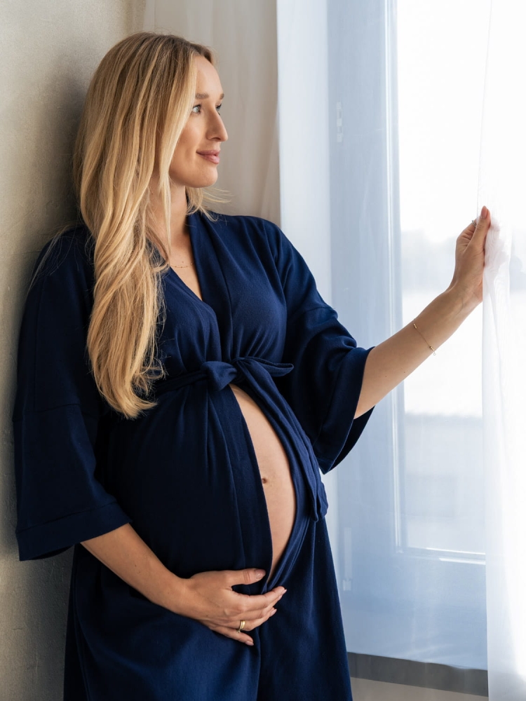 Szlafrok ciążowy - kimono GOODNIGHT STORY granatowy