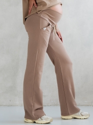 Spodnie ciążowe szerokie LATTE NA WYNOS kawowe