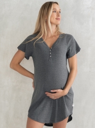 Šedá těhotenská noční košile GOODNIGHT KISS