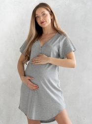 Koszula nocna do porodu GOODNIGHT KISS jasnoszara