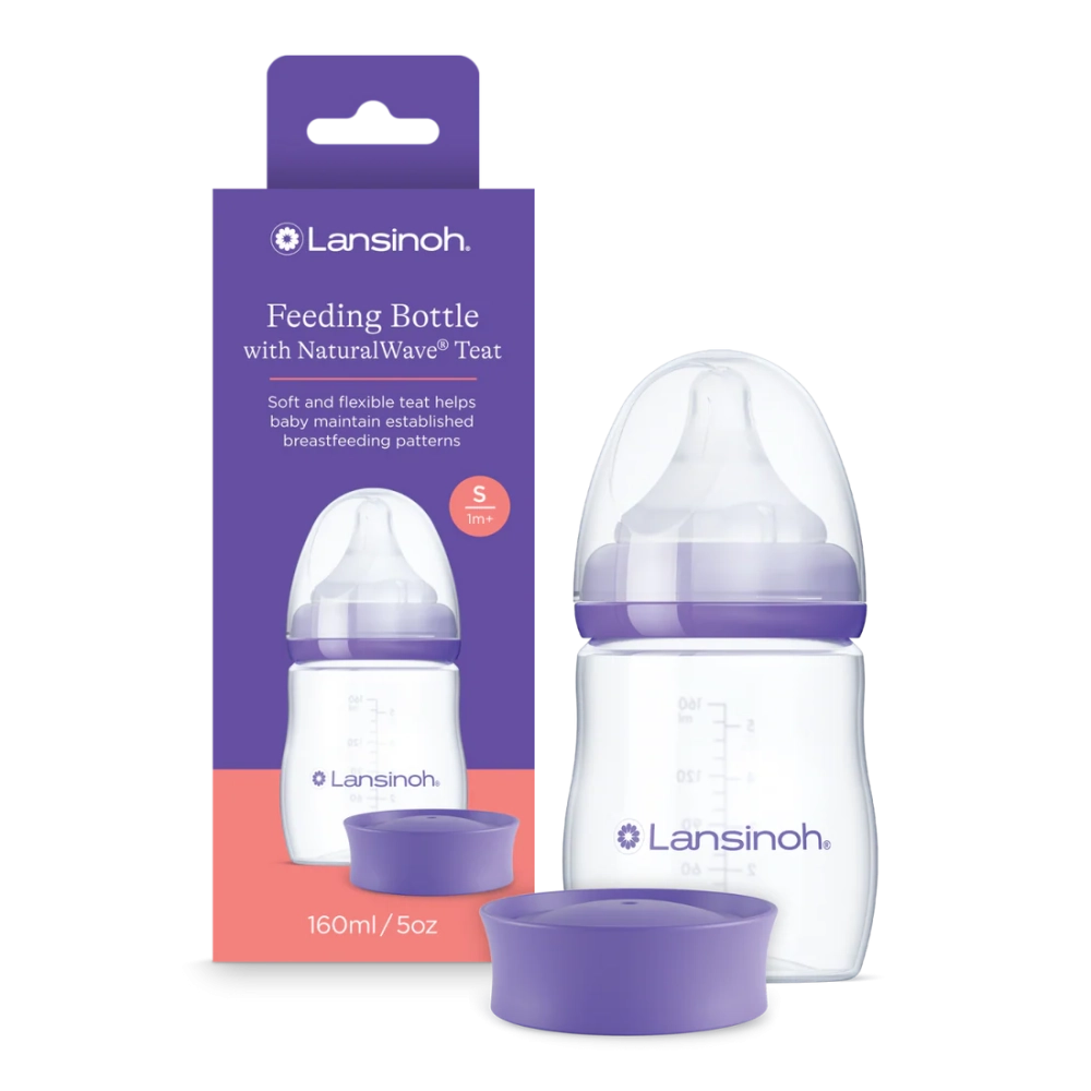 Szklana Butelka Lansinoh 160 ml ze smoczkiem o wolnym przepływie Natural Wave®