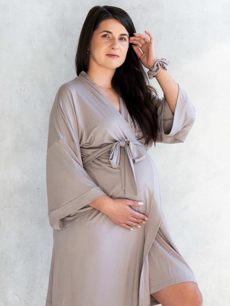 Szlafrok kimono ciążowe MOCHA beżowy